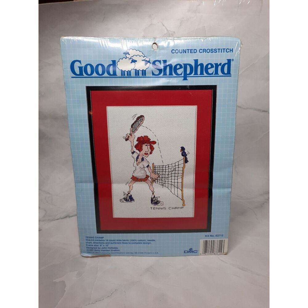 1987 Good Shepherd Counted Cross Stitch Kit Tennis Champ 8x10